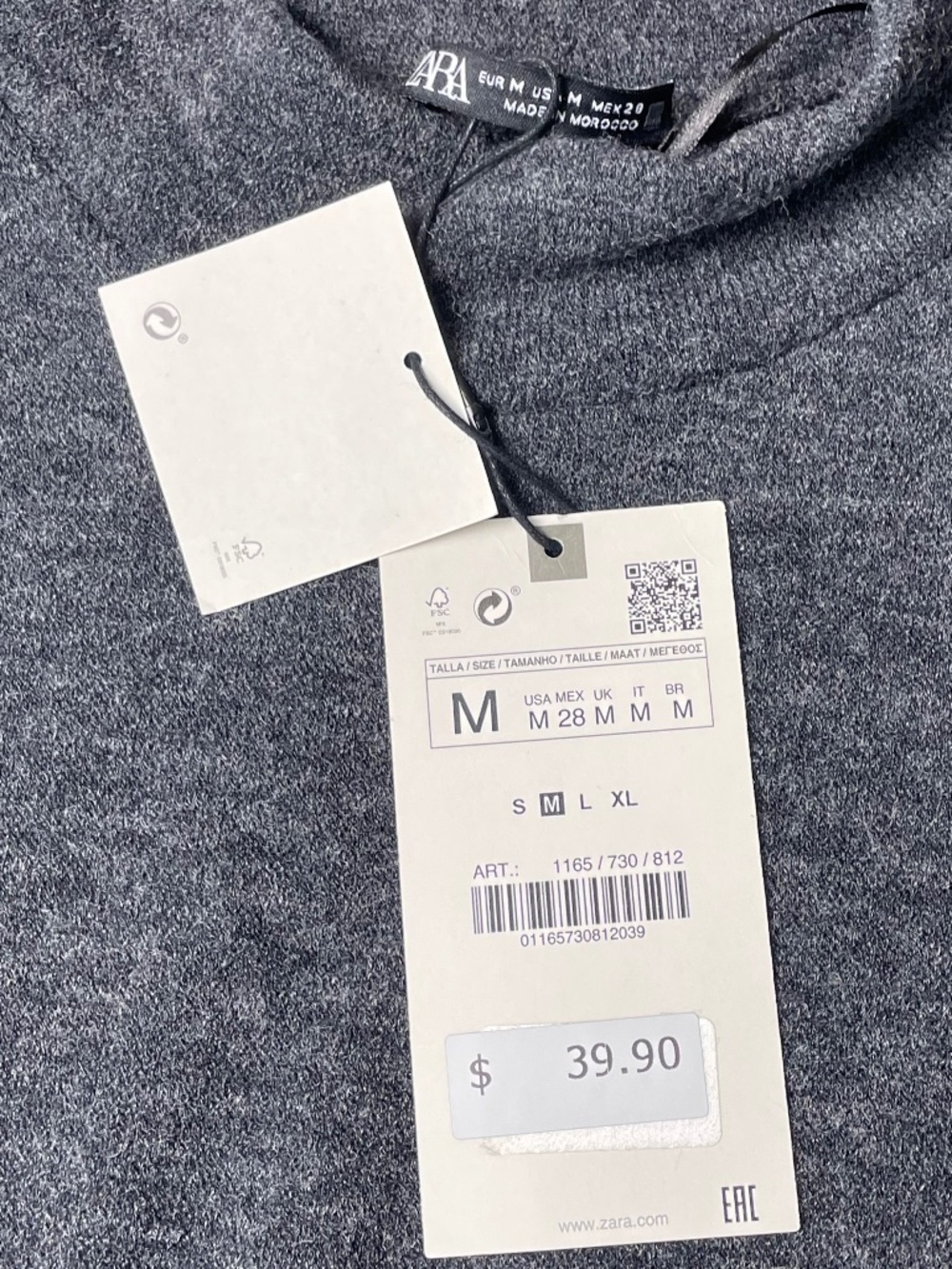 NWT ZARA Midi Dress Soft Touch Tiered Mock Neck Charcoal Gray Capsule Medium - Picture 3 of 7